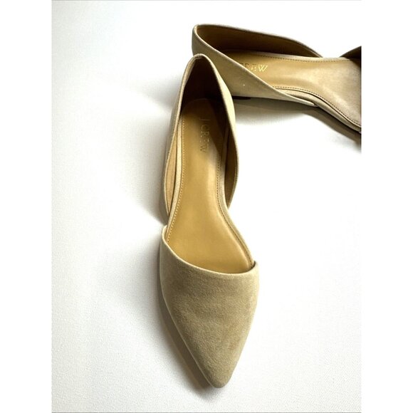 J. Crew Womens Zoe d'Orsay Flats Saddle Beige Faux Suede 8.5 M - Picture 6 of 8